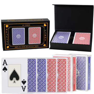 Gutshot Playing Cards, Waterproof Deck Of Cards With Spill-Proof Design, Great For Party, Game And Magic, Pack Of 2 (Blue & Red)