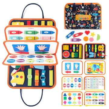 Freebear Busy Board, Toddler Travel Toys, Sensory Toys For Toddlers 2 3 4, Montessori Learning Toys For Toddlers Activities Board, Educational Toys For 2 3 Year Old Boys Girls Gift, Dark Blue Medium