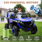 ALINUX 24V 4WD Ride on Car for Kids, 2 Seater Electric Cars Vehicles for Kids 3-8 Years with Remote Control, Bright LED Light, B