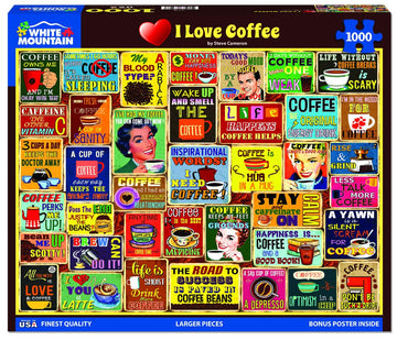 White Mountain Puzzles - I Love Coffee - 1000 Piece Jigsaw Puzzle For Adults