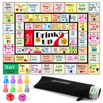Esenharber Drink Up Board Game, Adult Tipsy Drinking Board Game, Ideal For Girls Night Out, Party Drinking, Bachelorette Parties
