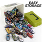 Liberty Imports 50-Pack Pull Back Cars, 1:64 Scale Metal Mini Race Vehicles in Storage Bucket - Party Favors & Classroom Prizes