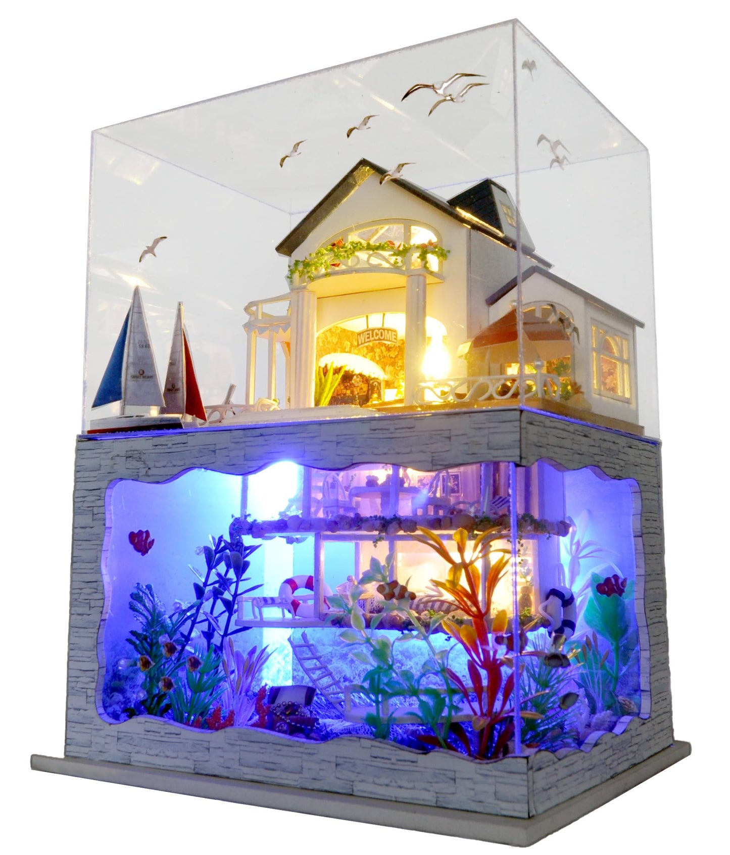 RHZN Miniature House Kit  Dollhouse Kit  Miniature Kit  DIY Mini House Building Kit for mature-themed Teen  Holidays in Hawaii