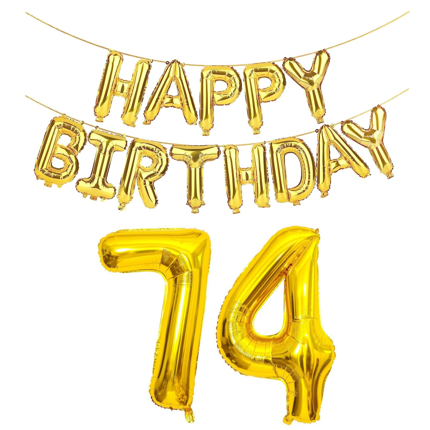 SHUNTAI Gold Jumbo Number 74 Balloons, 40 Inch Foil Mylar, Happy Birthday Decorations for 74th Theme Party