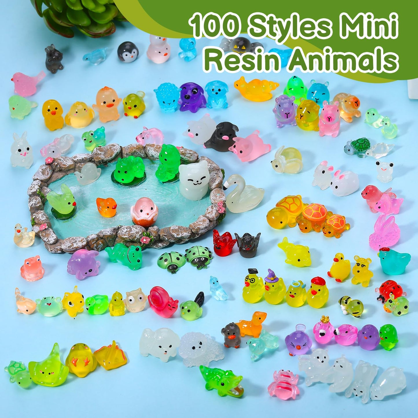 Hoemwarm 100 Pcs Luminous Mini Resin Animals Mini Animals Figures Bulk Glow In The Dark Miniature Figurines For Dollhouse Access