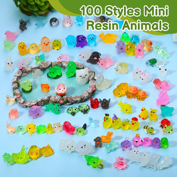 Hoemwarm 100 Pcs Luminous Mini Resin Animals Mini Animals Figures Bulk Glow In The Dark Miniature Figurines For Dollhouse Access
