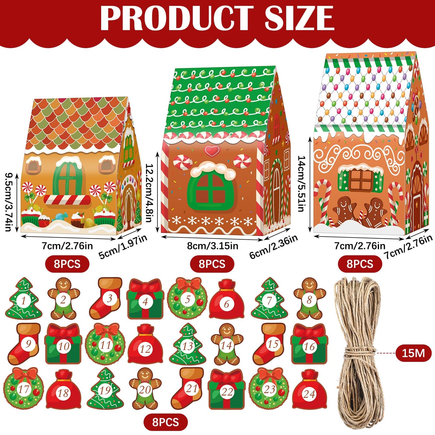Woanger 24 Empty Advent Calendar Boxes To Fill, Christmas Advent Calendar 24 Days Advent Countdown Gift Boxes Christmas Gingerbr