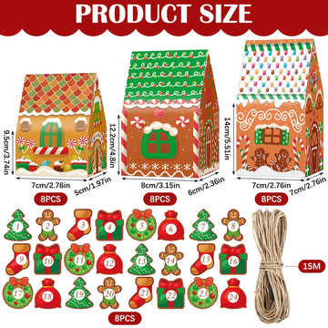 Woanger 24 Empty Advent Calendar Boxes To Fill, Christmas Advent Calendar 24 Days Advent Countdown Gift Boxes Christmas Gingerbr