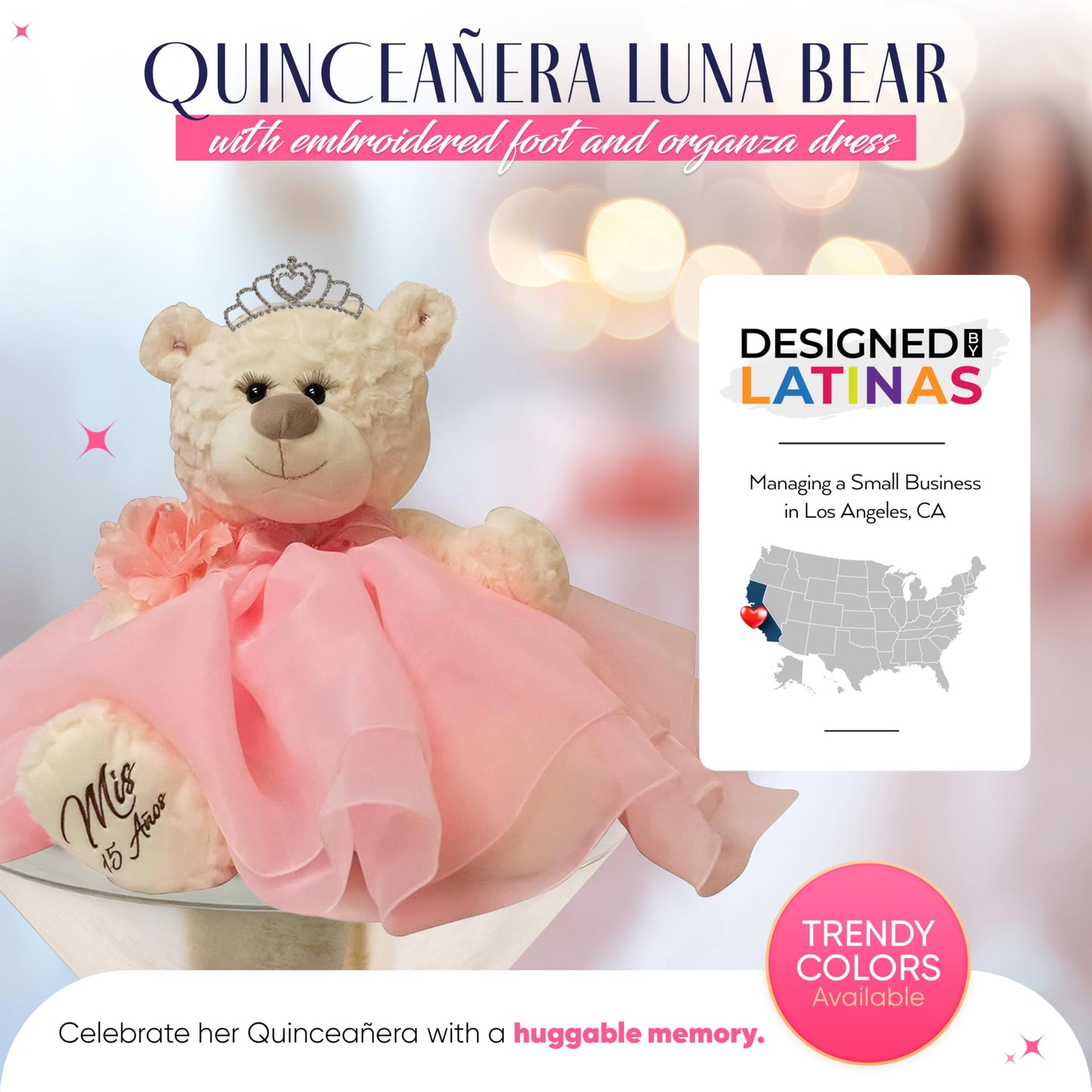 Kinnex Collections By Amanda 20' Quince Anos Quinceanera Last Doll Teddy Bear With Dress (Centerpiece) ~Gold~ B16831-6