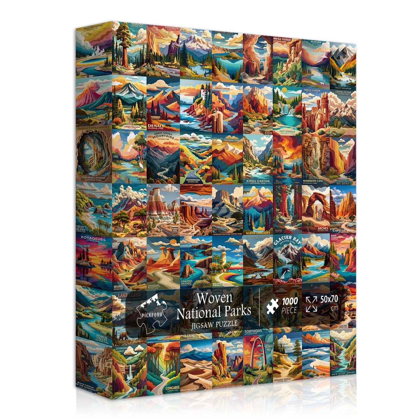 Woven National Parks Puzzle for Adults 1000 Pieces, Travel Landscape Puzzle Zion Yellowstone Yosemite, Nature Jigsaw Puzzles Sce