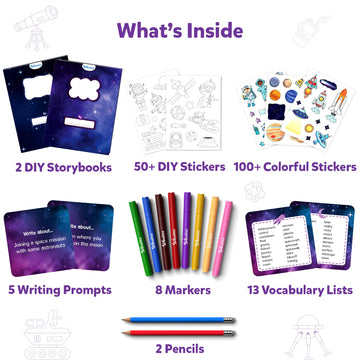Skillmatics Storybook Art Kit - Space Explorers Art Kit For Kids, Write & Create Storybooks, Creative Activity For Boys & Girls, Diy Kit, 150+ Stickers, Gifts For Ages 5, 6, 7, 8, 9, 10