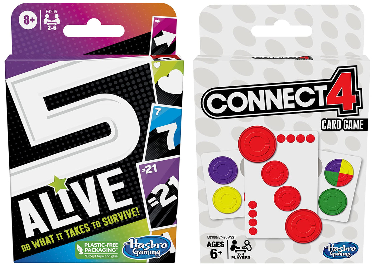 Hasbro 5 Alive Card Game+Connect 4 Card Game(Set Of 2Toys)