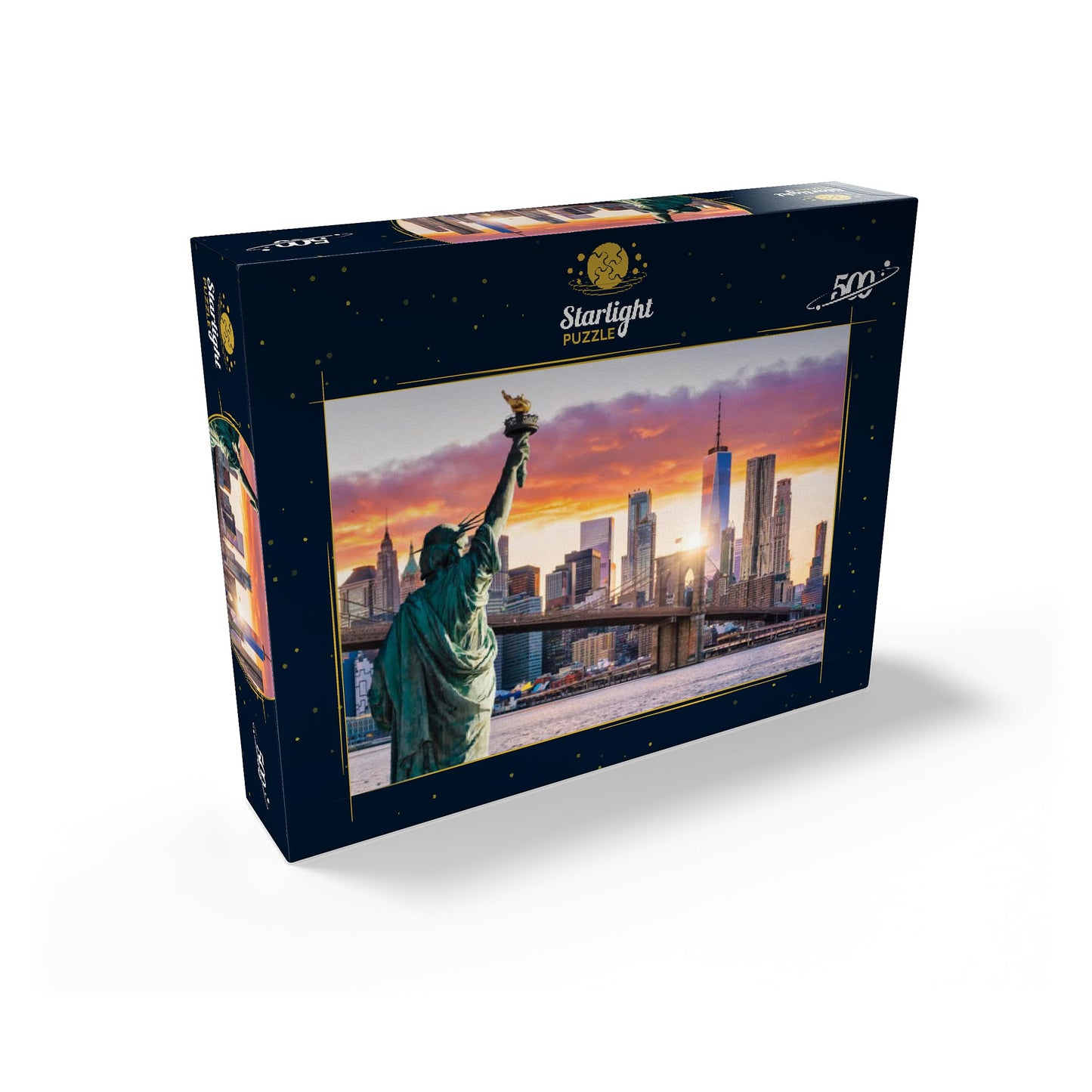 Mypuzzle Statue Of Liberty And New York City Skyline At Sunset Usa - Premium 500 Piece Jigsaw Puzzle For Adults