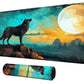 DIGTIALL Card Mat for MTG & TCG Playmat Mouse Pad 24 x 14 Game Mat for MTG RPG CCG Trading Card Game Playmats Table Mat Perfect for Card Games Video Games Computer Office Wolf Moom