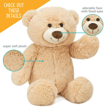 Benben Teddy Bear Stuffed Animal, 20 Inch Brown Stuffed Teddy Bear Plush Toy, Soft Plushies Gift For Baby Shower, Easter Decorat