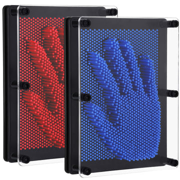 Jenaai 2 Pack Large 3D Pin Art Toy 8 x 6 Inch Plastic Pin Art Board Sensory Toy Intellectual Fun Impression Toy for Boys Girls mature-themed Creative Fidgets Christmas Birthday Gifts (Classic Red and Blue)