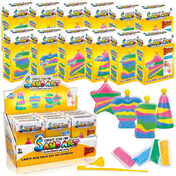 12 Pack: Sand Art Kits for Kids - Create Your Own Colored Sand Art, Includes 12 Bottles, Funnels, Sticks, 48 Bags of Sand for Ar
