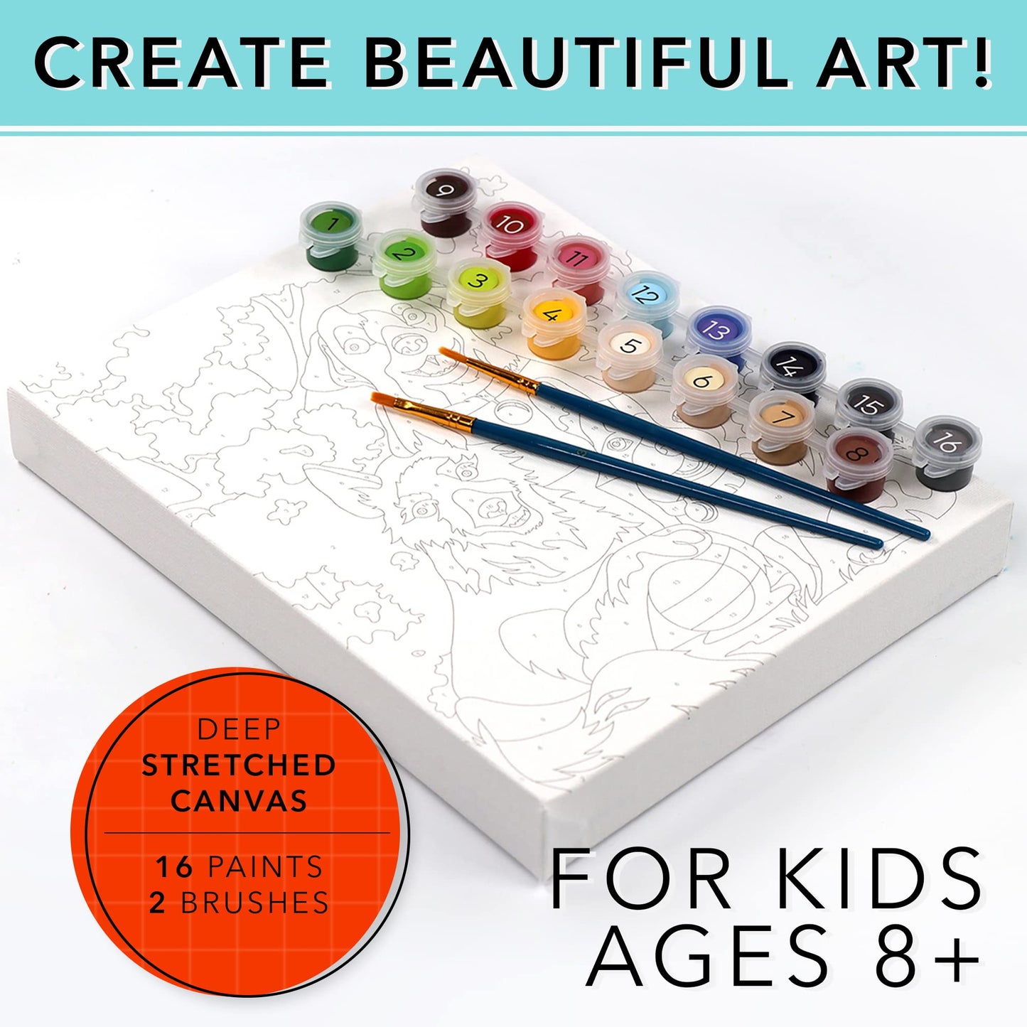 Bright Stripes Paint by Numbers Kit for Kids: Easy to Follow Paint by Numbers Canvas with Frame Kids Paint Kit (Paint by Numbers