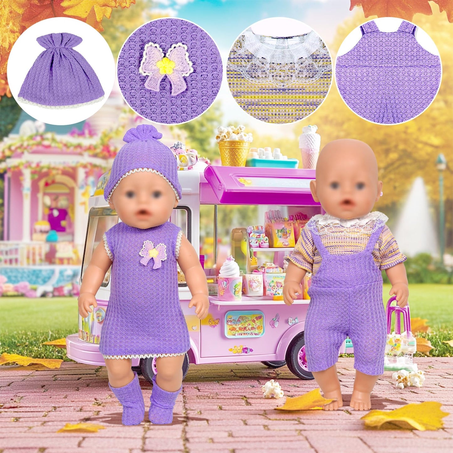 Baby Doll Clothes,14-18 Inch Doll Accessories Dress With Hats Socks Outfits Fits For 43Cm New Born/15 Inch Bitty/16 Inch Baby Dolls(7 Set )