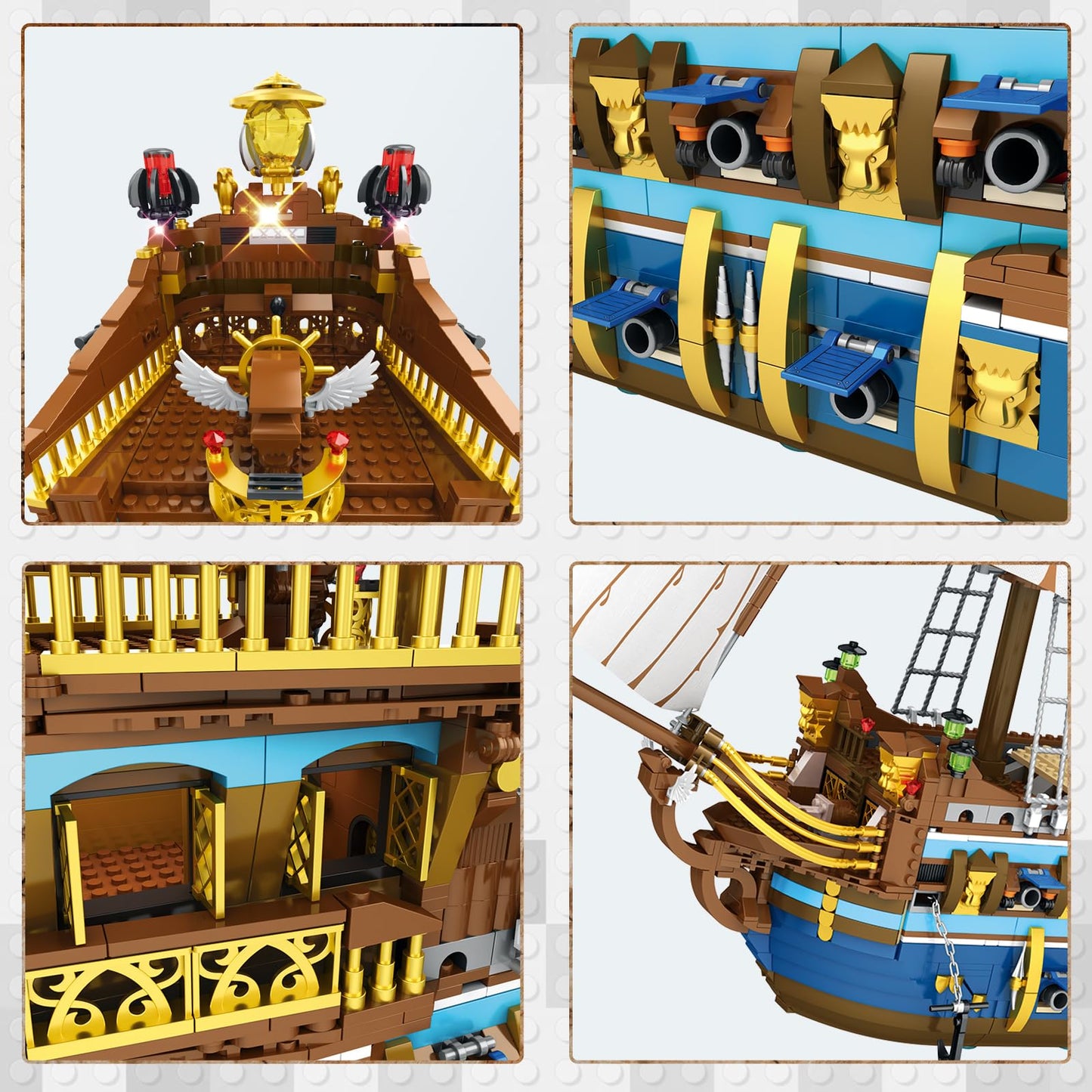 JMBricklayer Pirate Ship Building Set - Large 2830-Piece Gold Plastic Model 40103 for Adults, Stunning Tiered Design, Perfect Gift