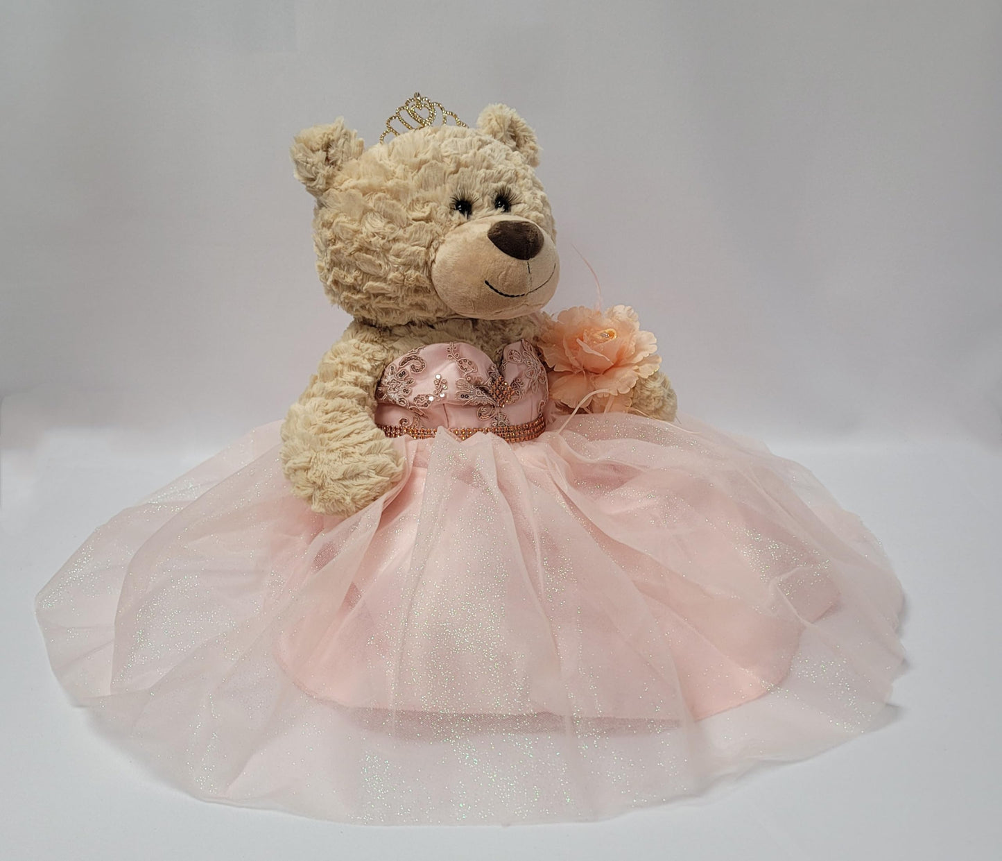 Kinnex Collections by Amanda 20'' Quince Anos Teddy Bear with Dress (Centerpiece) ~ B16632-29 (Blush)