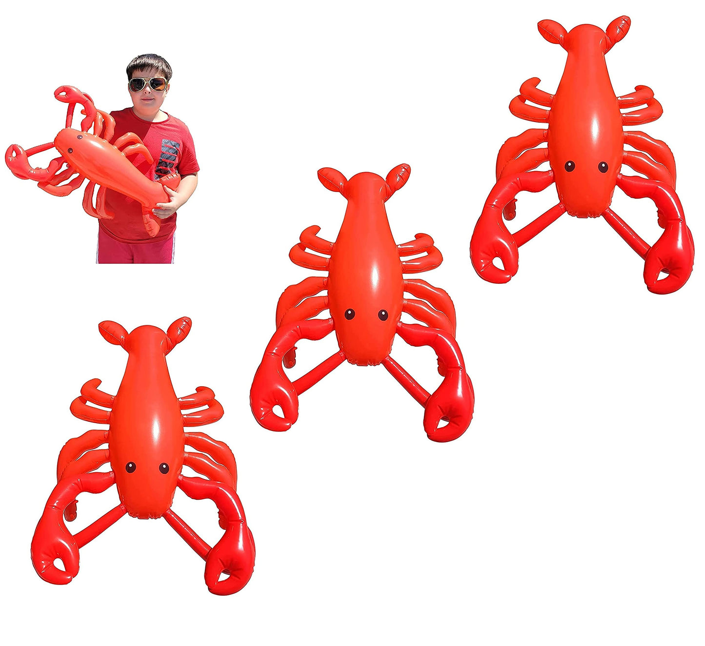 Large 20'' RED Blow-up Inflatable Lobster Pool Toy Luau Nautical Clam Bake Beach Hawaii Key West Theme Party Decoration (3 Pack)