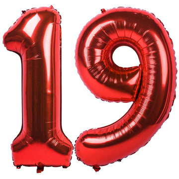 40 In Red Number Balloons Helium Foil Mylar Balloon Birthday Party Banquet Decoration Digital 19