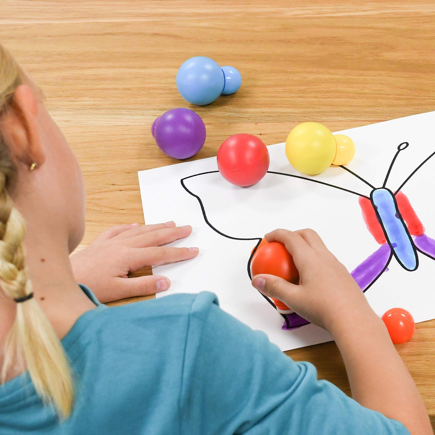 READY 2 LEARN Doodle Dabbers Dot Markers Set of 6 - Washable, Non-Toxic, Toddler Grip, Red