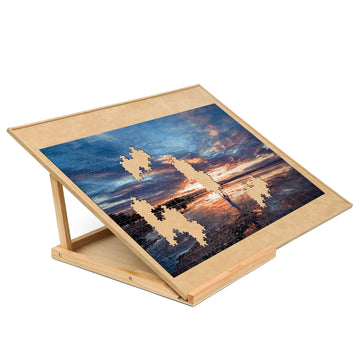 Becko US Puzzle Board with 2 Angle Adjustable Bracket/Stand  Wooden Puzzle Table with enhanced Smooth Flannel Surface  Lightweight & Portable  Used Horizontally/Vertically for 1000 Piece Jigsaw Puzzles