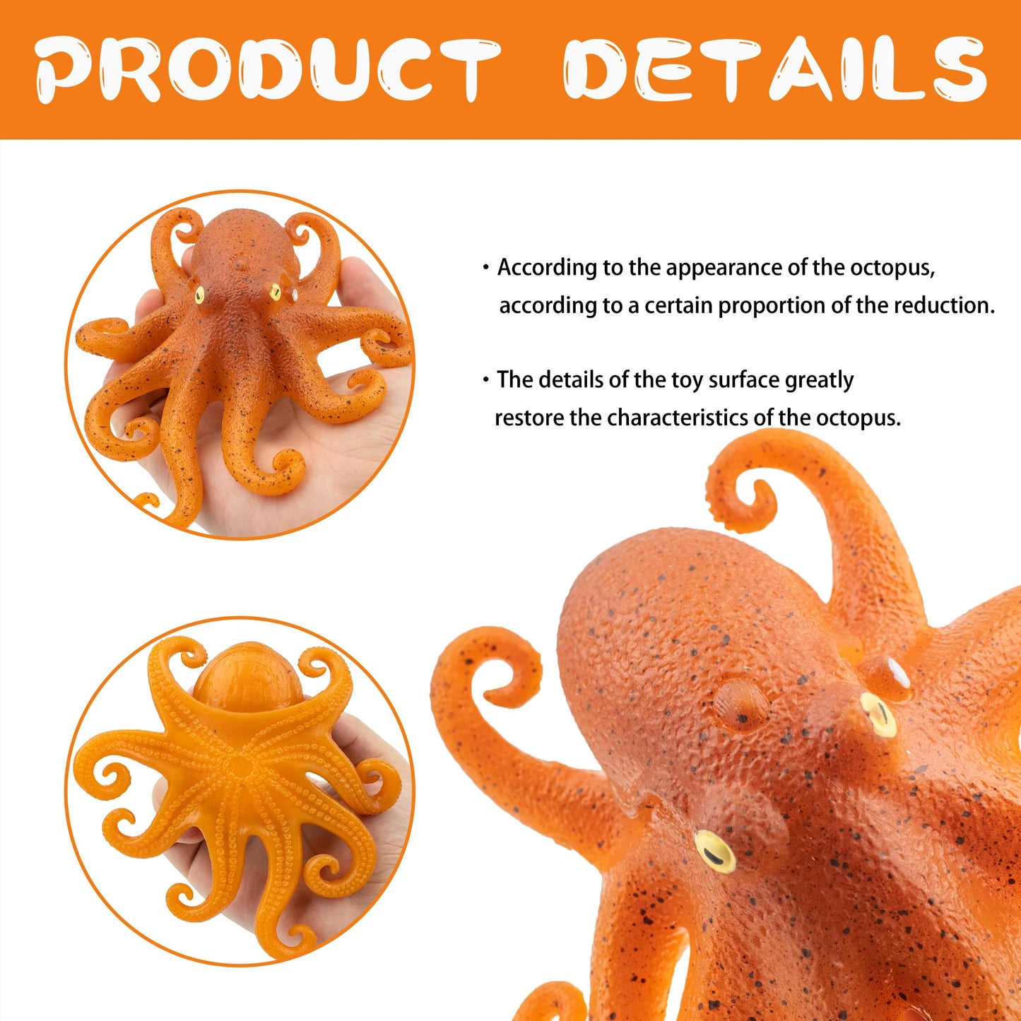Funscene Mini Realistic Under The Sea Life Figure For Toddler Bath Bathtub, Tpr Super Stretch Octopus Toy, Great For Kids' Parti