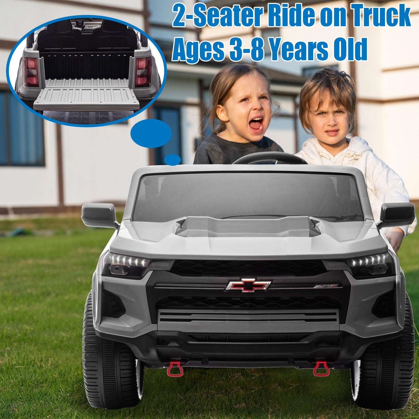 Nitoess Kids Electric Car 24V, 2 Seater Ride On Car For Kids Electric Vehicles With Parent Remote, 4Wd Licensed Chevrolet Colora