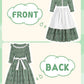 Aoiviss Girls Pioneer Costume Floral Colonial Prairie Dress For Little Kids With Apron And Bonnet, Green
