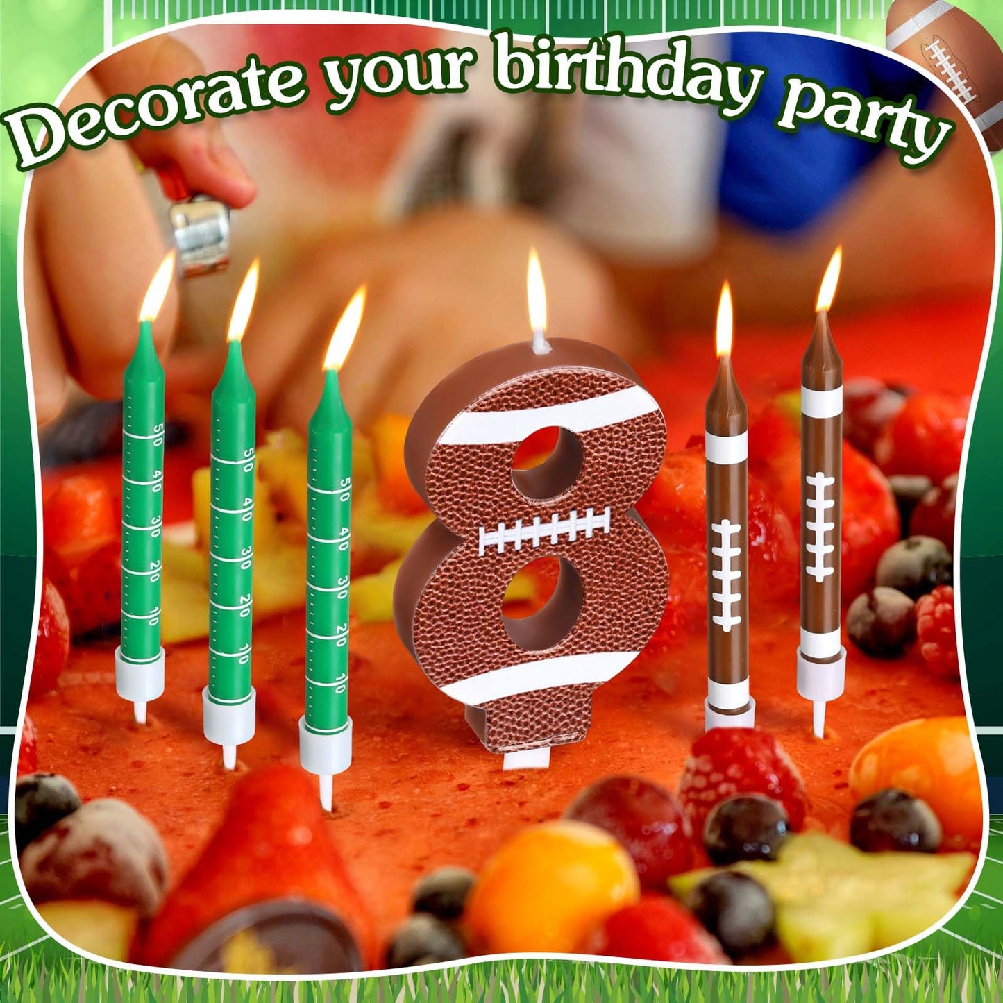 11 Pcs Football Birthday Candles Number 1-9 Candle Football Cake Topper Decor Football Themed Birthday Cake Decorations for Boys