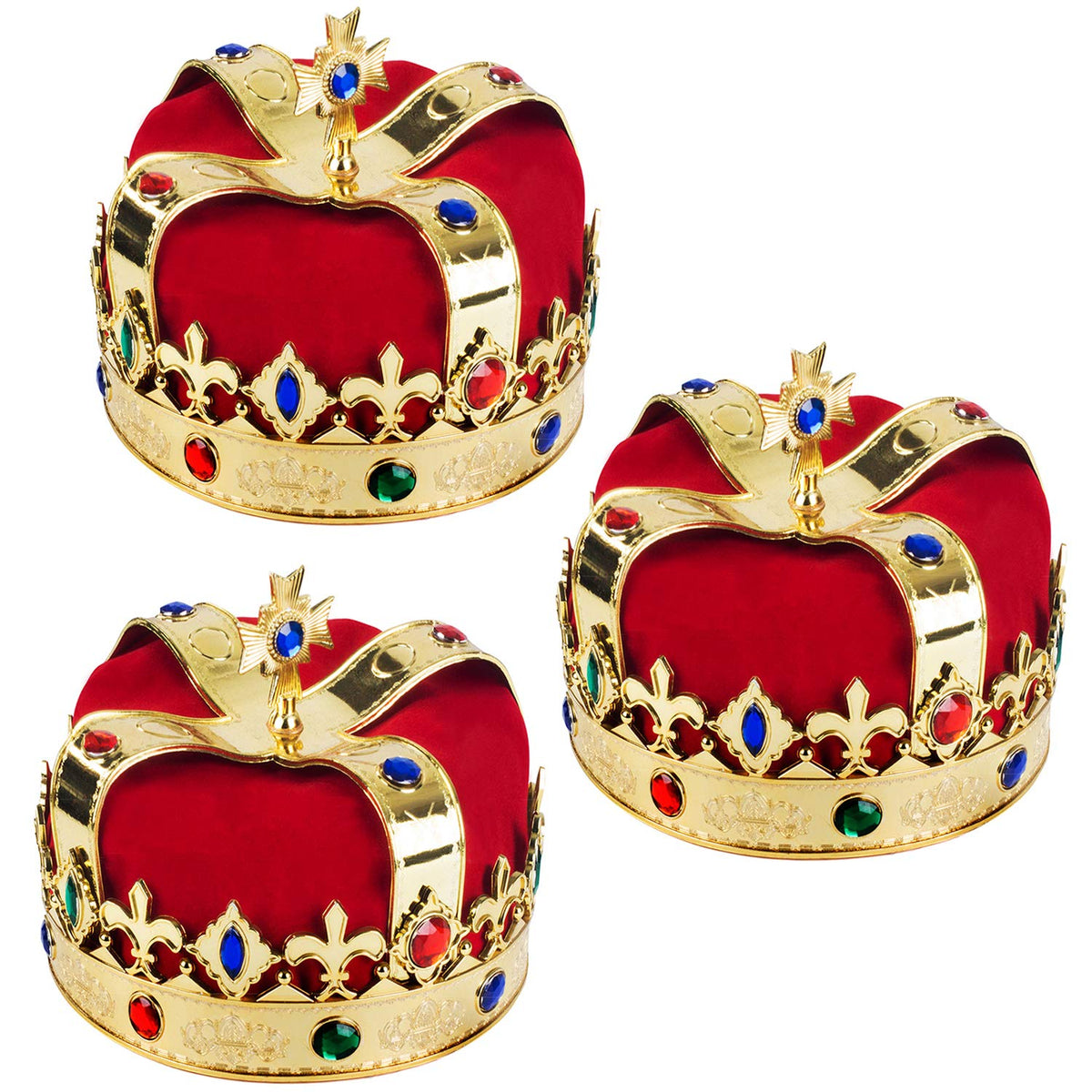 Royal Jeweled KingS Crown  Costume Accessory (3 Pack)
