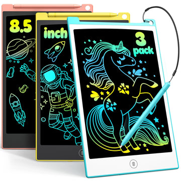 Tecjoe 3 Pack Lcd Writing Tablet, 8.5 Inch Colorful Doodle Board Drawing Tablet For Kids, Kids Travel Games Activity Learning Toys Birthday Gifts For 3 4 5 6 Year Old Boys Girls Toddlers Preschooler