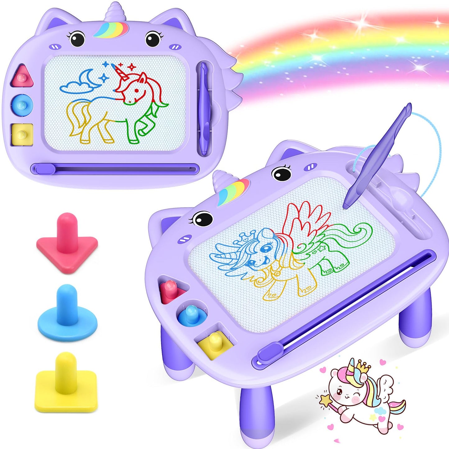 Unicorn Toddler Girl Toys Age 2-3, Magnetic Drawing Board, Portable Magna Kids Doodle Travel Essentials, Mess-Free Etch Sketch, 