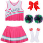 Hanerreal Cheerleader Costume For Girls, Cheer Uniform Dress Up Outfit With Accessories (Pink, Medium(4-5 T))