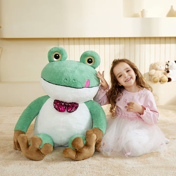 Earthsound Giant Frog Stuffed Animal Plush Toy,Large Jumbo 30'' Cute Soft Toys,Big Size Huge Fluffy Plushy Oversized Fat Plushie