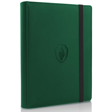 Trading Card Binder 9 Pocket  Fabmaker PU Cover Card Collection Binder for 360 Cards  enhanced Card Book  Sturdy Card Holder Folders  Card Album for YuGiOh  MTG  TCG  Game & Sports Cards  Dark Green