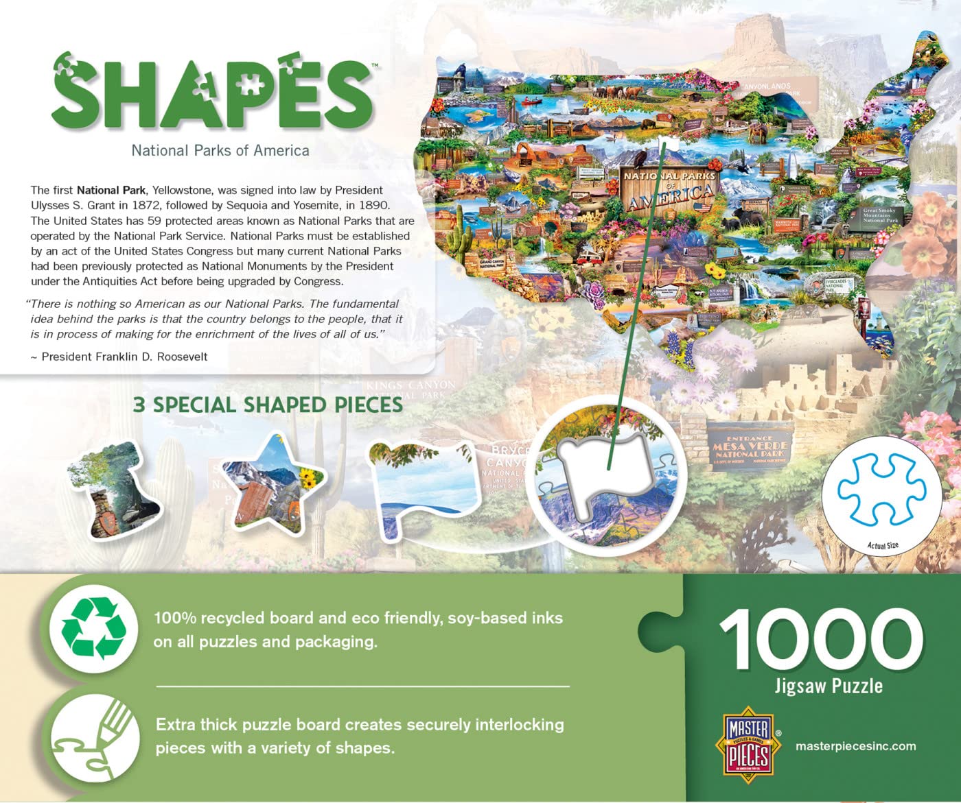MasterPieces 1000 Piece Jigsaw Puzzle - National Parks of America - 34.65"x22.09" - Cardboard - Model 72356