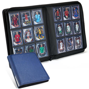 Toploader Card Binder 9 Pocket  for 324 Top-Loaders Cards  enhanced PU Trading Card Binder  Sturdy Sports Cards Holder  3.5 * 4.5'' Card Album for MTG TCG  YuGiOh  Game Cards & Sports Cards (Blue)