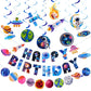 Sunbeauty 37Pcs Space Galaxy Birthday Decorations Space Themed Party Supplies Solar System Kit Outer Space Galaxy Party Party De