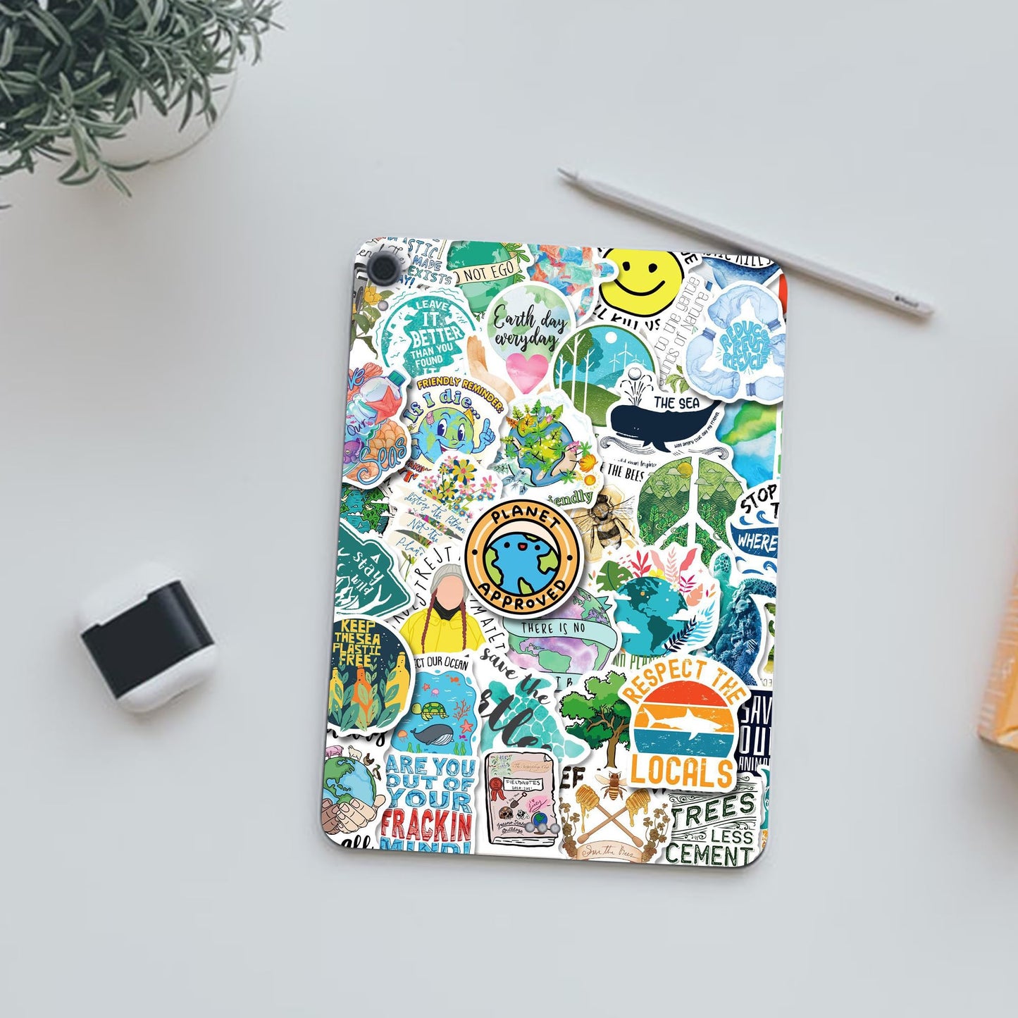 Gtotd Earth Day Plant Nature Green Vegan Stickers(300Pcs) Gifts Recycle Environmental Conservation Earth Merch Party Favors Decor Decals Vinyls For Laptop Waterbottle Phone Teens Girls.