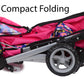Fash N Kolor | Foldable Pram For Baby Doll With Flower Design With Swiveling Wheel Adjustable Handle Bassinet Stroller With Baby