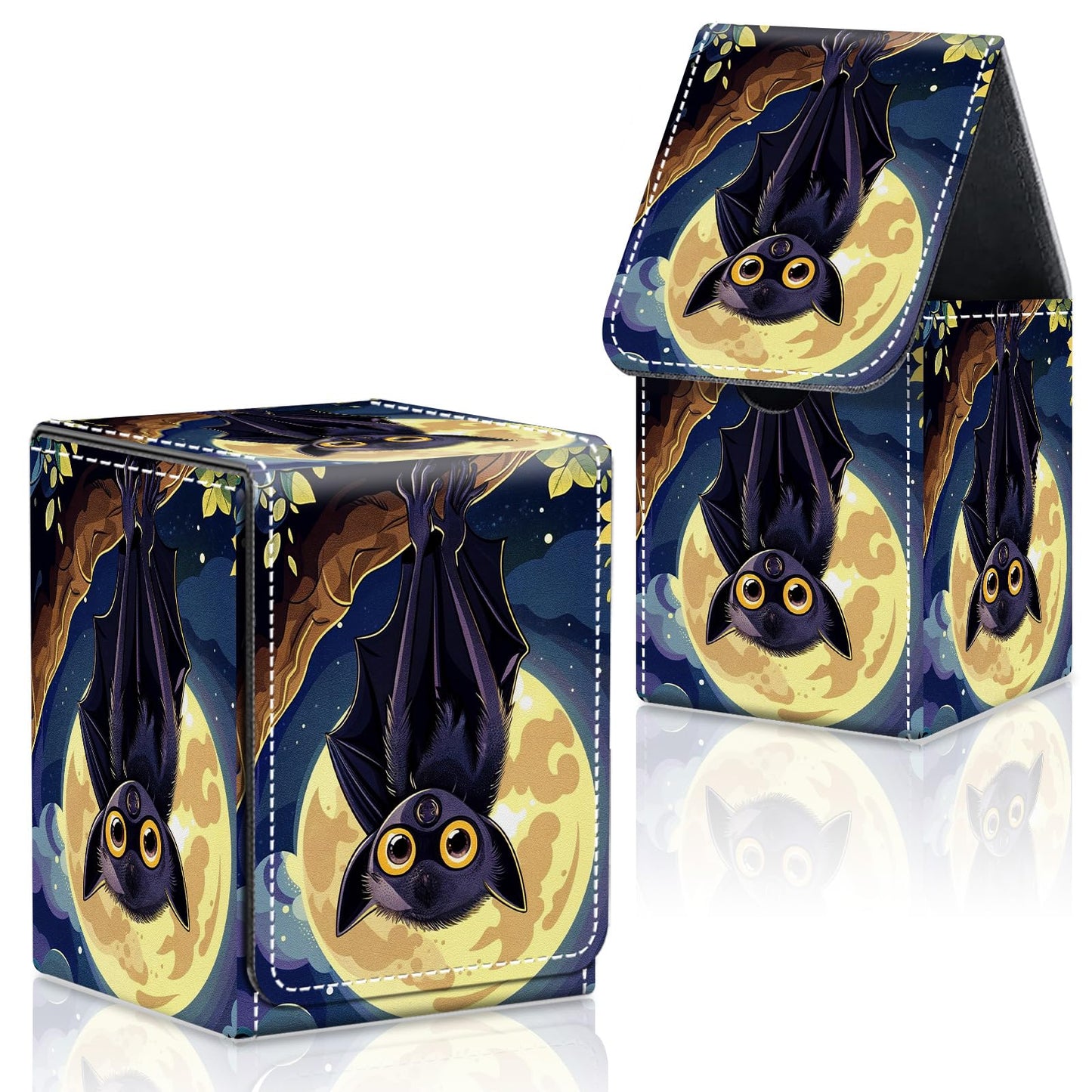 CAPAUNVDA Card Deck Box for MTG Commander Trading Cards with Magnetic Closure enhanced Card Storage Box Case Cover for MTG TCG CCG Magic Cards Cute Bat