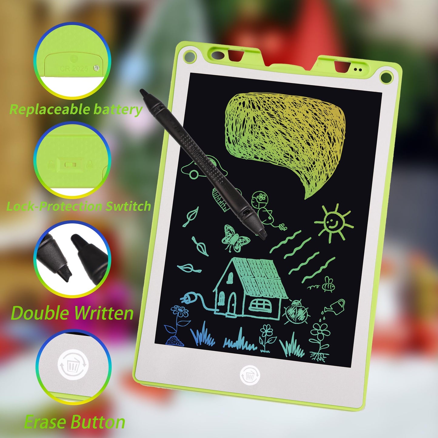 Kids Writing Tablet, Toys for 3 4 5 6 7 Year Old Girls Boys, 10 Inch Colorful Doodle Board for Toddlers, Reusable Electronic Dra