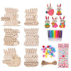 Hbell Easter Wooden Crafts Wood Ornaments Kits,Easter Wooden Rabbits Crafts Diy Bunny Hanging Set For Kids Easter Party Supplies