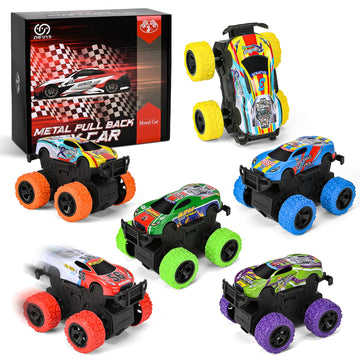 ZHFUYS 6 Pack 3.9 Inch Truck Toys, Friction Powered Toy Cars Push and Go Vehicles for Kids,Toy Cars for Kids Ages 3-8, Birthday
