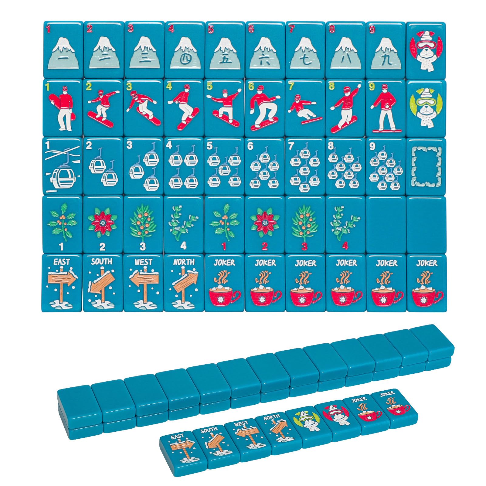 American Mahjong Tile Set with Carrying Bag and Accessories, 160 Acrylic Engraved Mahjong Tiles