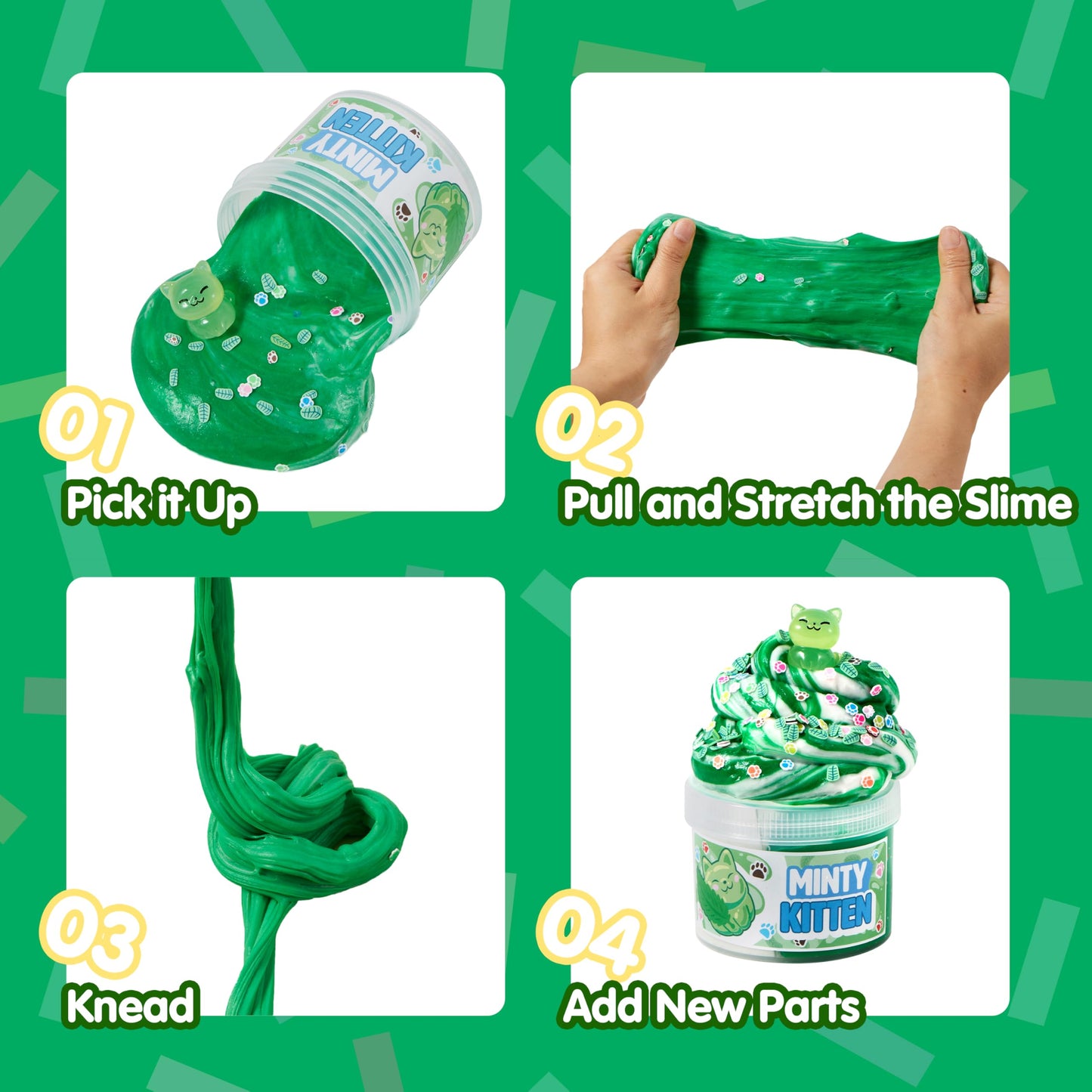 JOYIN Minty Kitten Slime - Soft, Non-Sticky, Mess-Free, Stress Relief Butter Slime Toys for Kids Classroom Reward, Boys and Girl